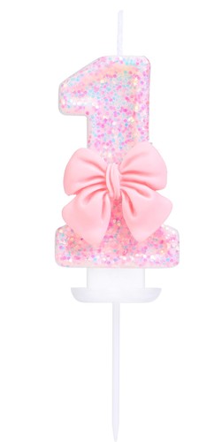 Pink number candle sequins - candle,