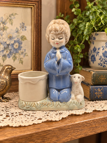 Vintage praying boy lamb - praying,