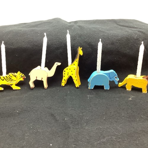 Vtg wooden animal birthday - animal,