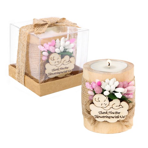 Wooden candle holders set - wooden,