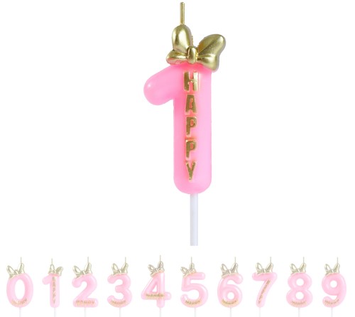 Pink birthday candle - pink, with
