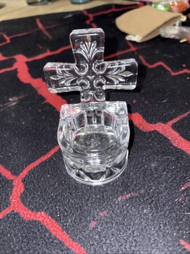 Glass cross votive candle - cross,